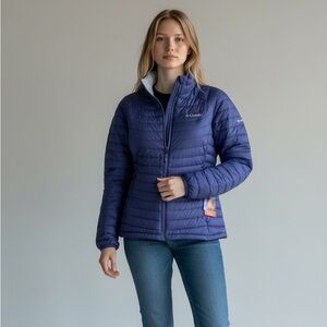 COLUMBIA WHITE OUT FS Women’s 1X OMNI HEAT JACKET Periwinkle Zippered Pockets